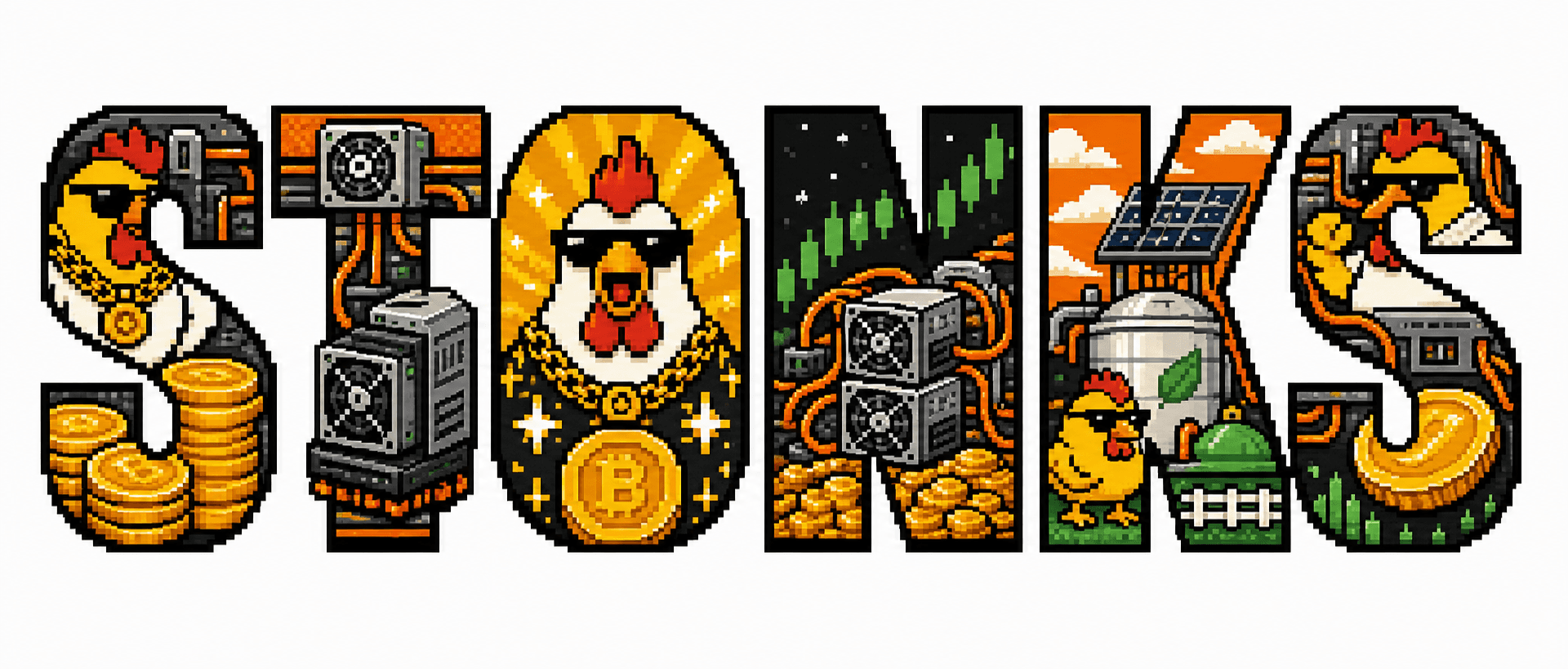 Pixel-art STONKS lettering